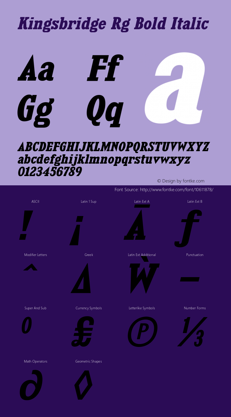 Kingsbridge Rg Bold Italic Version 1.000图片样张