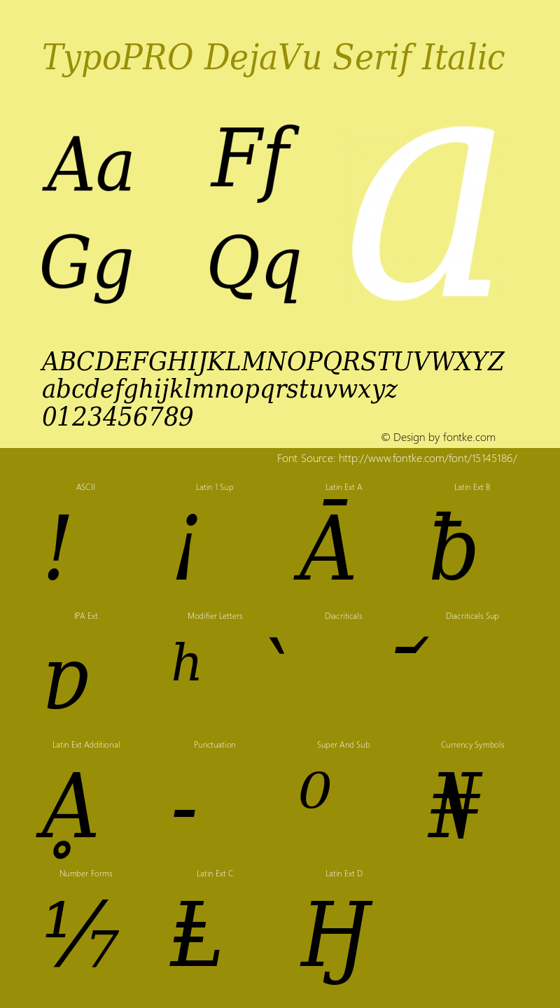 TypoPRO DejaVu Serif Italic Version 2.34图片样张