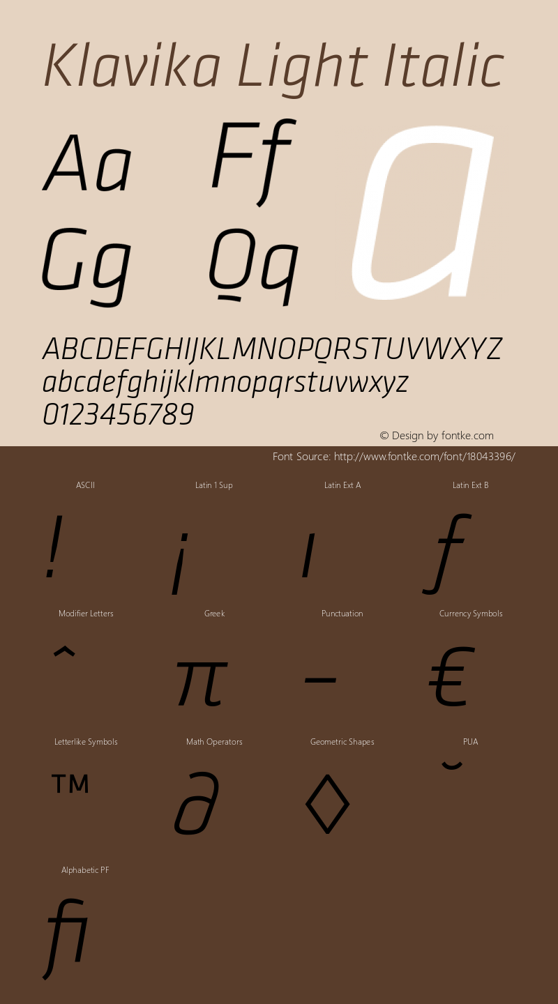 Klavika Light Italic 001.000图片样张