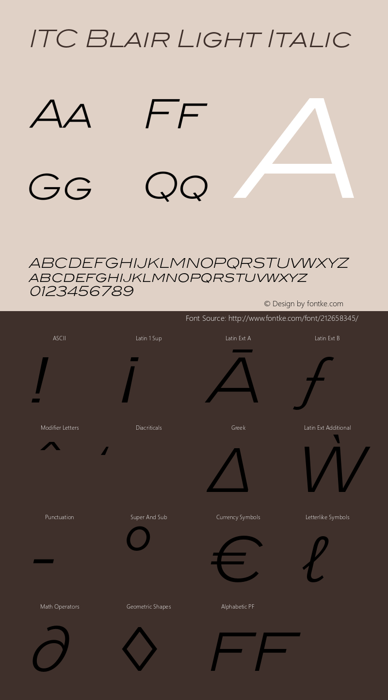 ITC Blair Light Italic Version 1.81图片样张