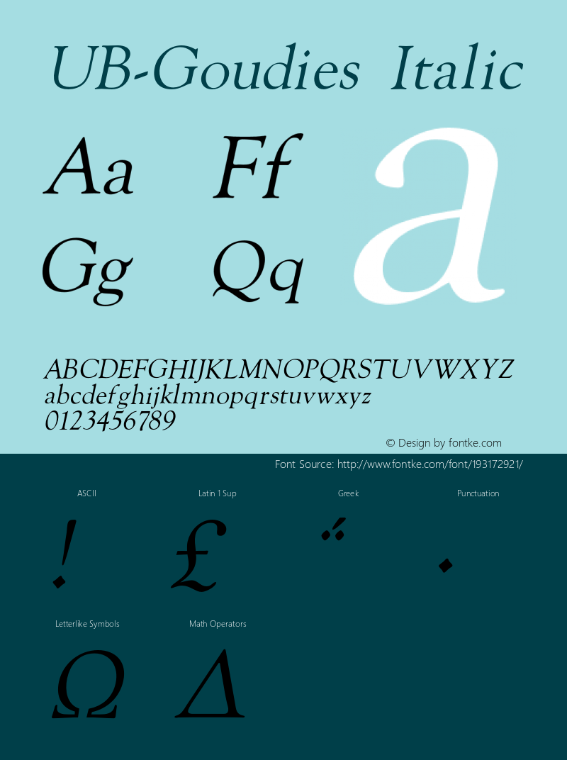 UB-Goudies Italic Version 2.001;PS 002.000;hotconv 1.0.38图片样张