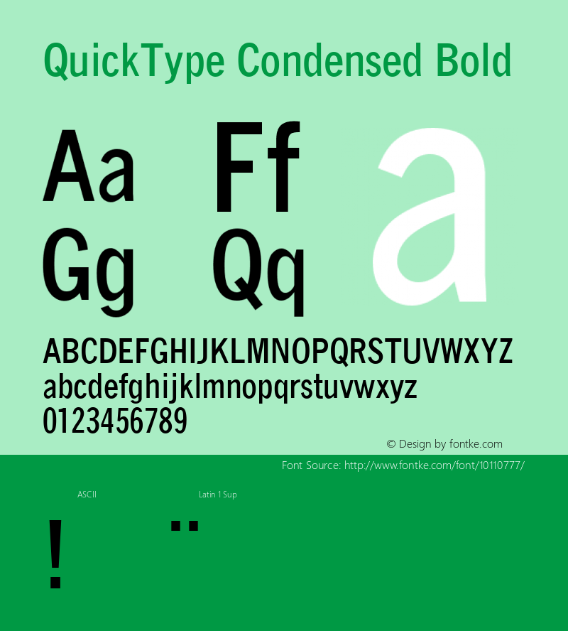 QuickType Condensed Bold V.2.2: 1994 version; August 24 revision图片样张