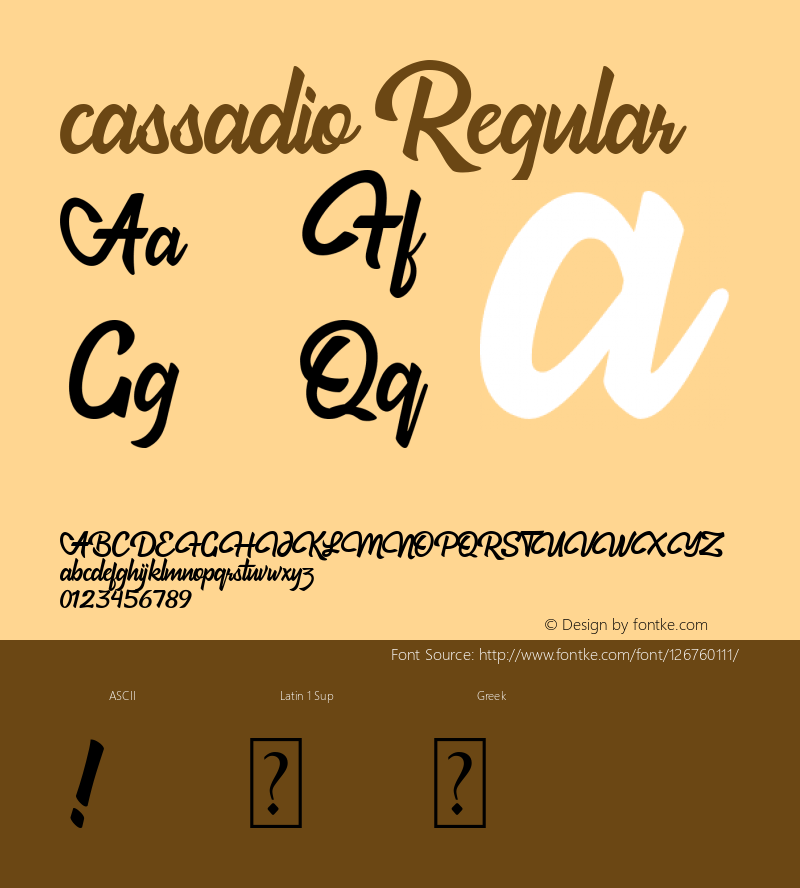 cassadio Version 1.00;September 6, 2018;FontCreator 11.5.0.2421 64-bit图片样张