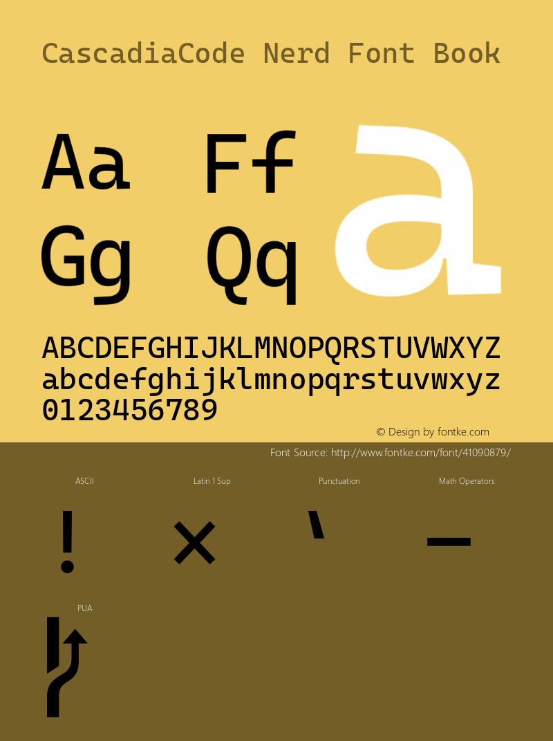 Cascadia Code Nerd Font Plus Font Awesome Version 1909.16图片样张