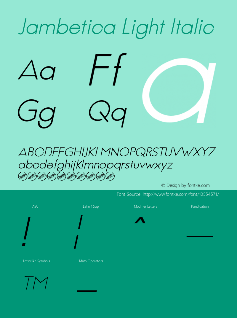 Jambetica Light Italic Version 1.000图片样张