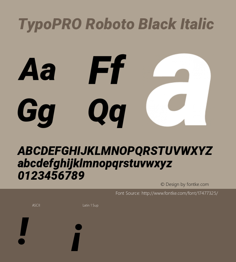 TypoPRO Roboto Black Italic Version 2.001047; 2015图片样张