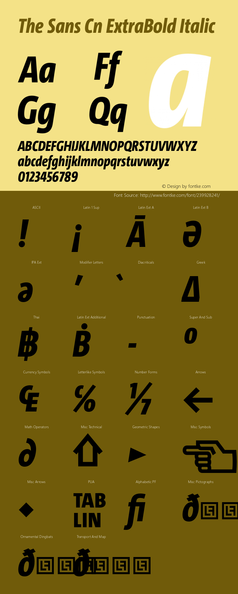 The Sans Cn ExtraBold Italic Version 4.025图片样张