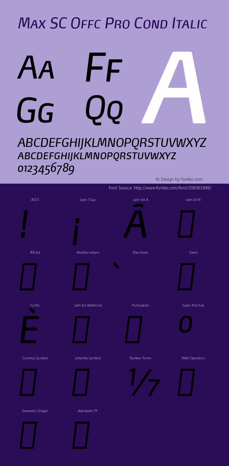 Max SC Offc Pro Cond Italic Version 7.504; 2014; Build 1021图片样张