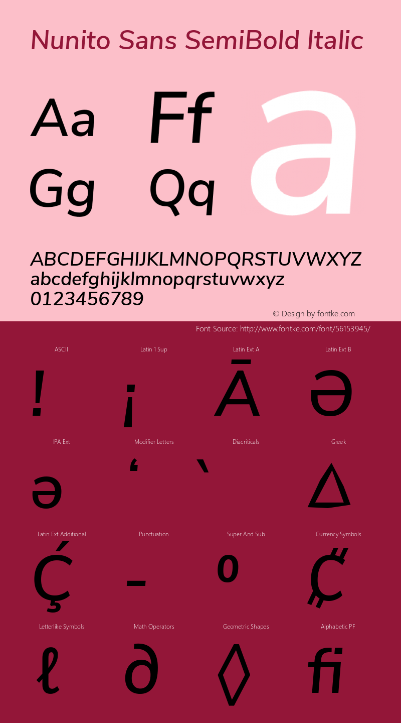 Nunito Sans SemiBold Italic Version 2.001图片样张