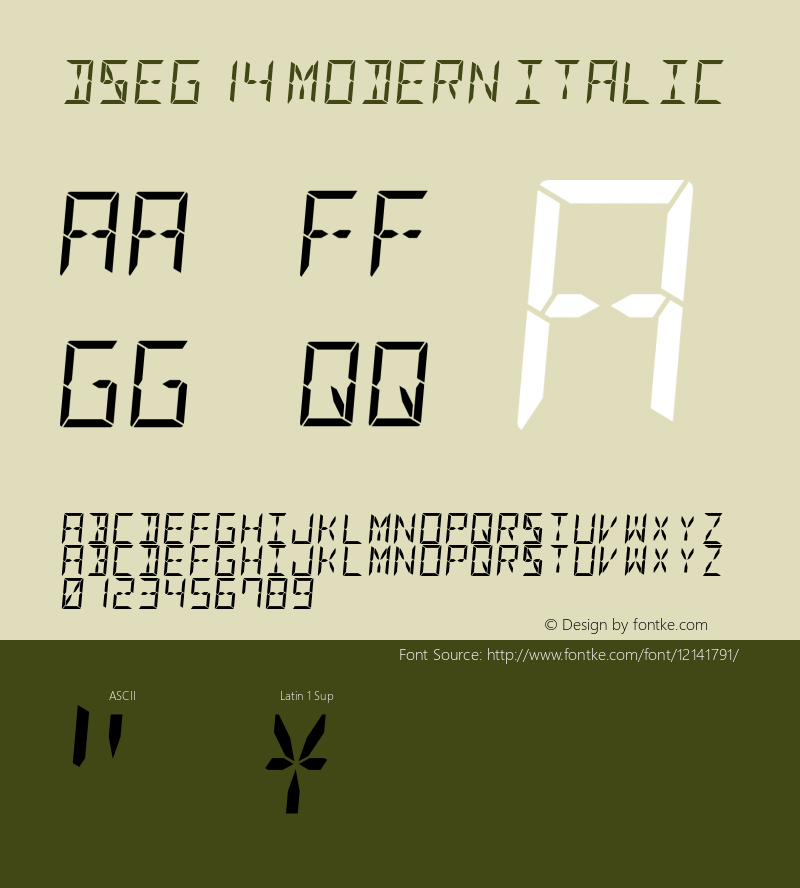 DSEG14 Modern Italic Version 0.1图片样张