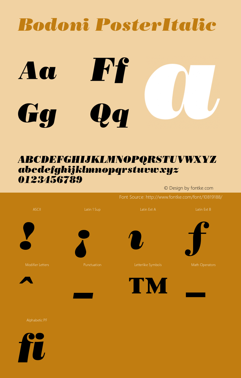 Bodoni PosterItalic Version 001.001图片样张