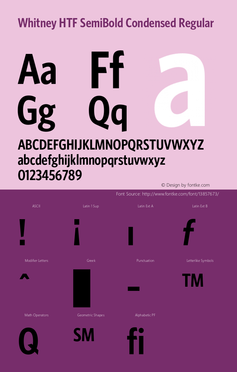 Whitney HTF SemiBold Condensed Regular 001.000图片样张