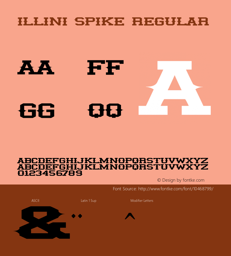 illini spike Regular Version 1.00 January 15, 2013, initial release, www.yourfonts.com图片样张