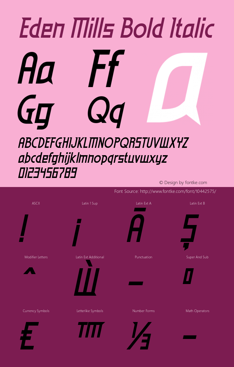 Eden Mills Bold Italic Version 4.000图片样张