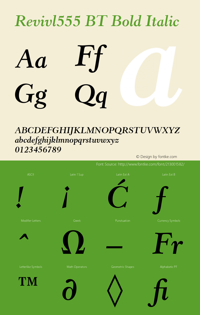 Revivl555 BT Bold Italic Version 1.01 emb4-OT图片样张