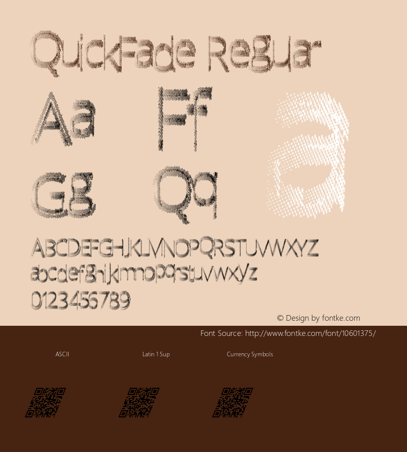 QuickFade Regular Version 1.00 October 13, 2014, initial release图片样张