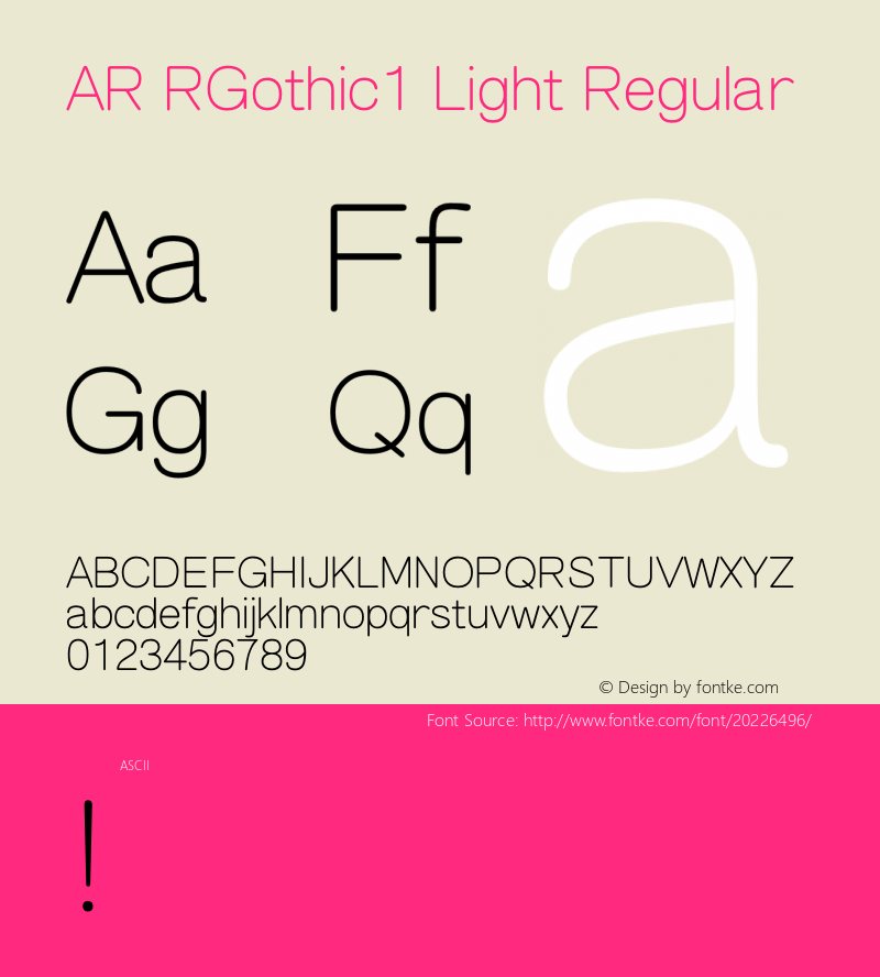 AR RGothic1 Light Version 2.001;PS 001.001;hotconv 1.0.38图片样张