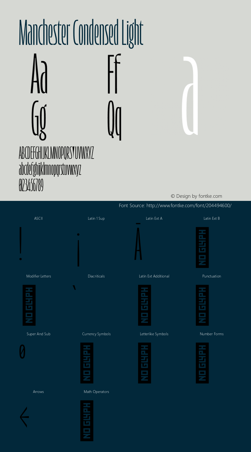 Manchester Condensed Light Version 1.000;hotconv 1.0.109;makeotfexe 2.5.65596图片样张