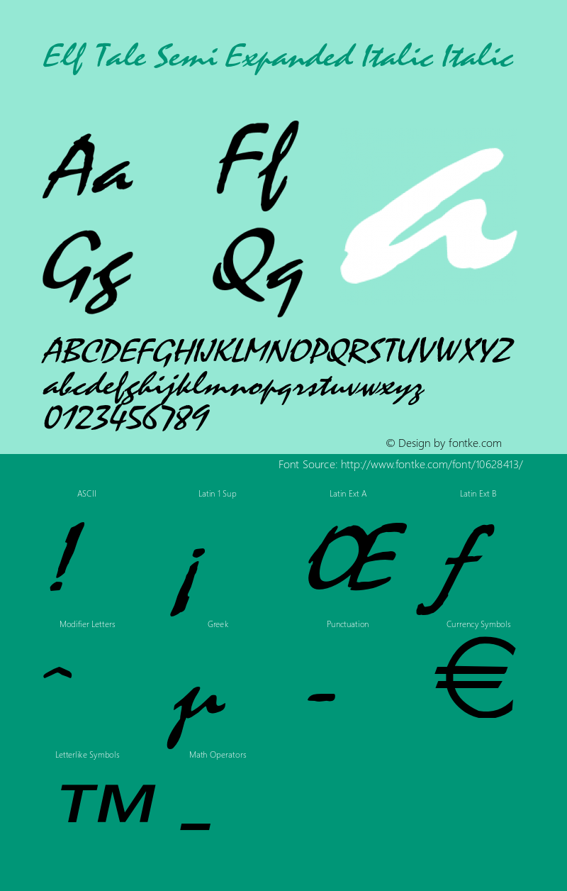 Elf Tale Semi Expanded Italic Italic Version 1.000图片样张