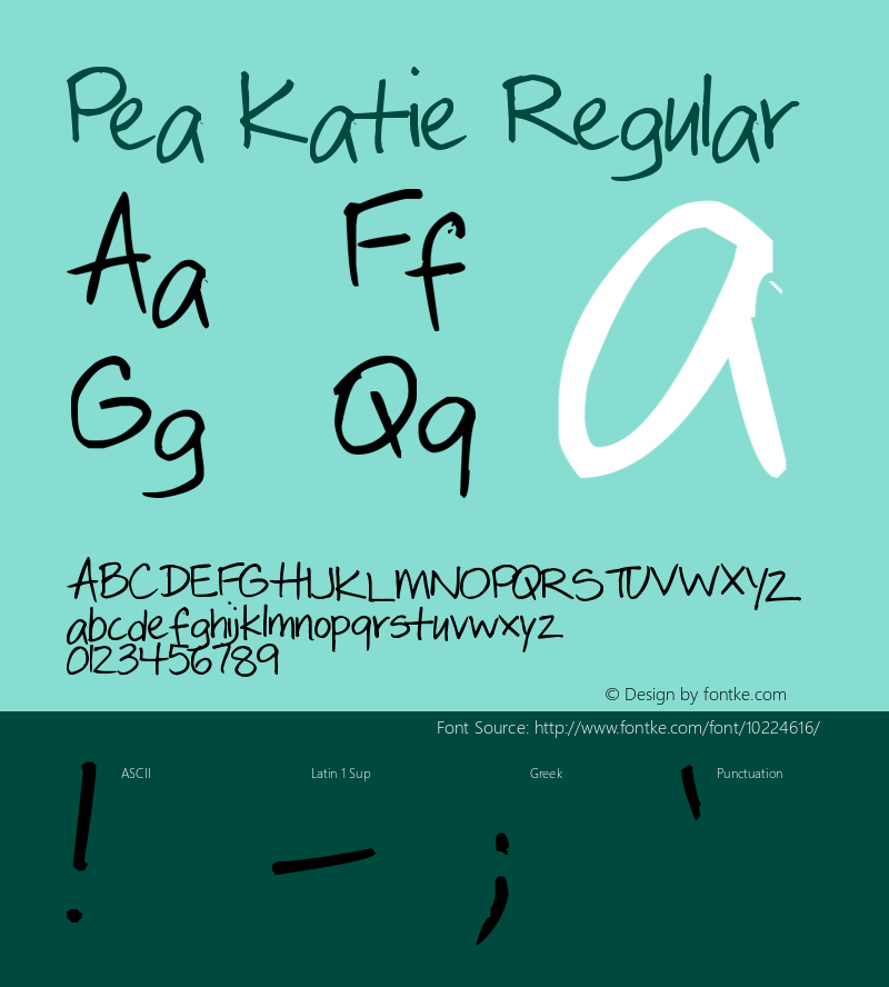 Pea Katie Regular Version 1.00 April 27, 2006, initial release图片样张