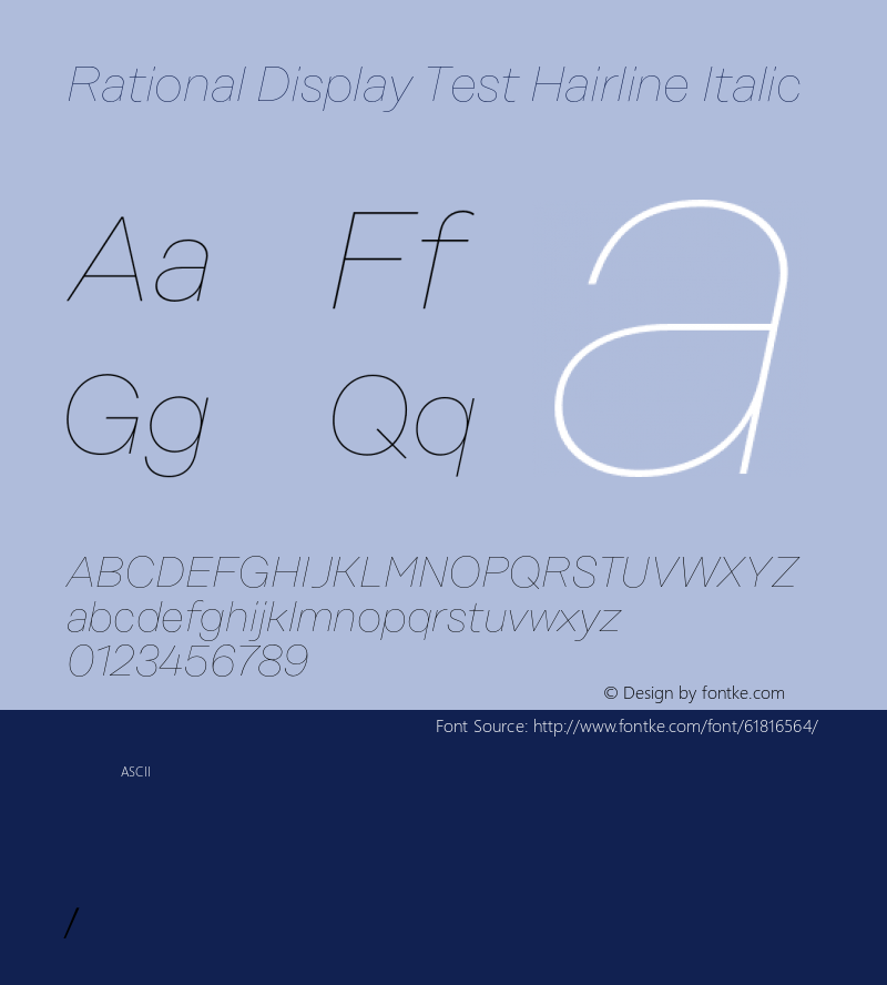 Rational Display Test Hairline Italic Version 1.000;PS 001.000;hotconv 1.0.88;makeotf.lib2.5.64775图片样张