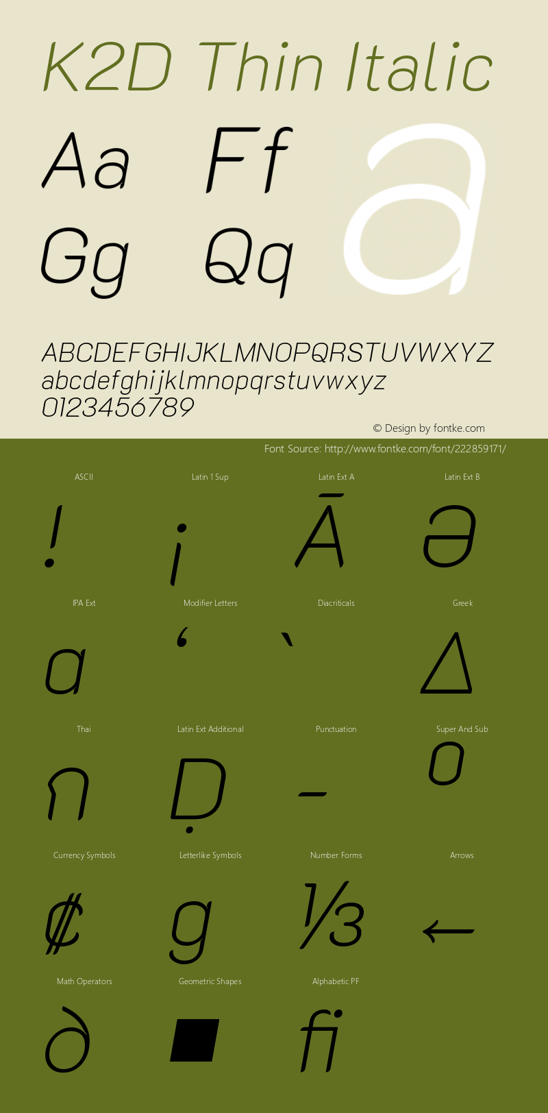 K2D Thin Italic Version 1.000; ttfautohint (v1.6)图片样张