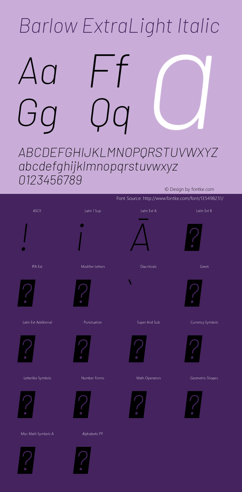 Barlow ExtraLight Italic Version 1.408图片样张