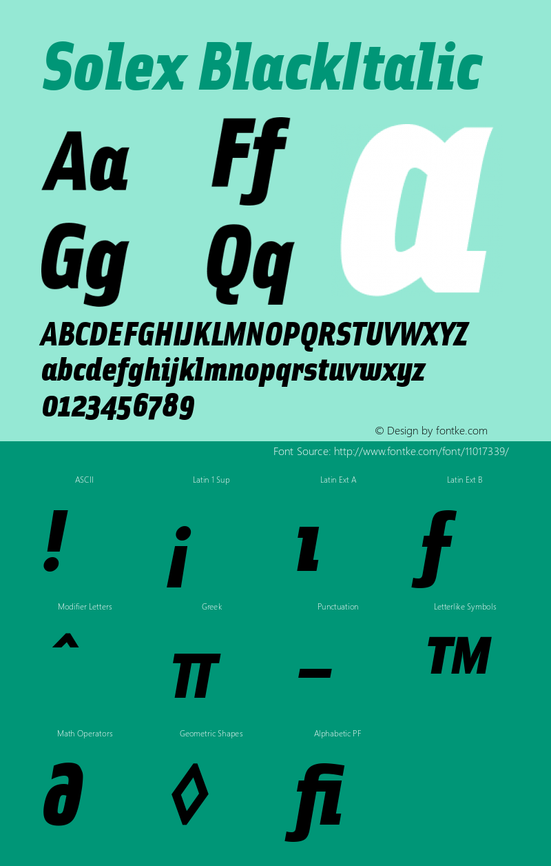 Solex BlackItalic Version 001.000图片样张