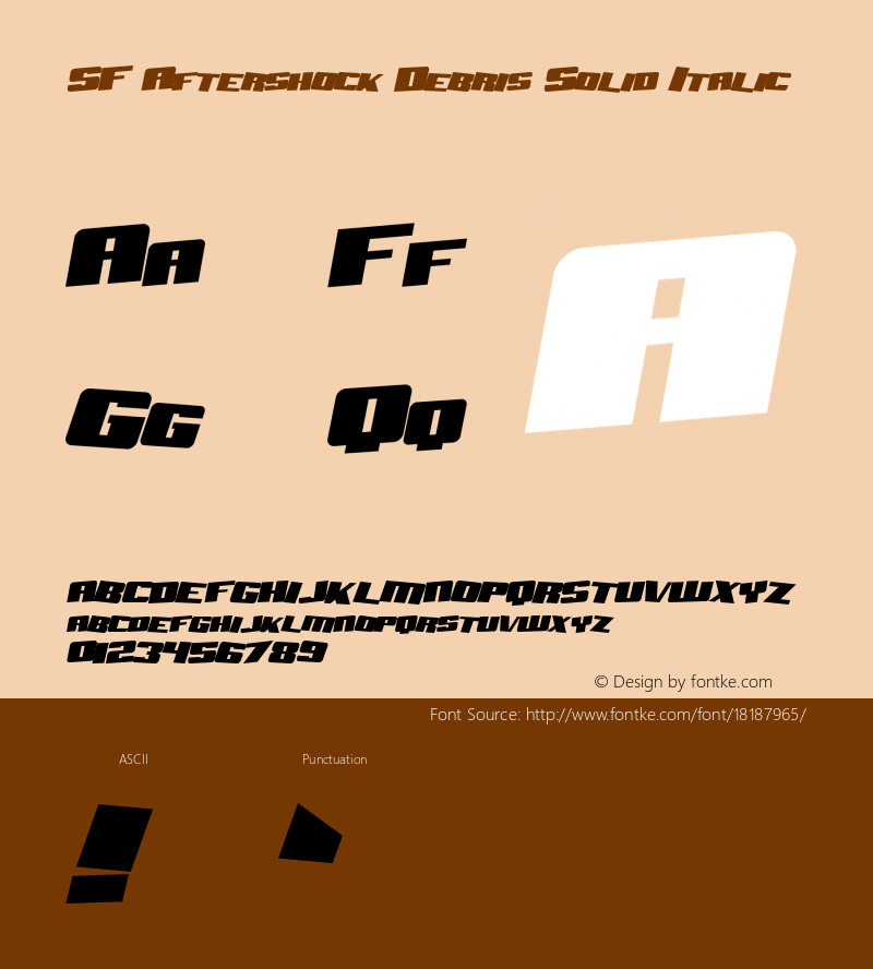 SF Aftershock Debris Solid Italic ver 1.0; 1999. Freeware for non-commercial use.图片样张
