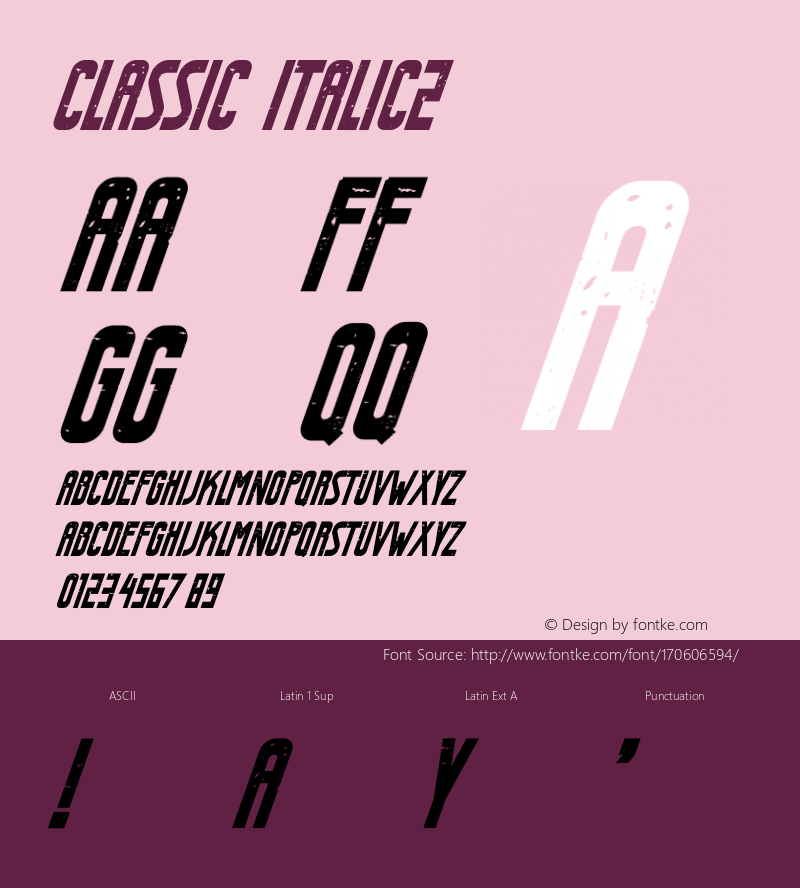 Classic Italic2 Version 1.001;Fontself Maker 3.5.6图片样张
