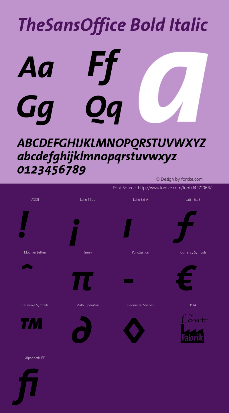 TheSansOffice Bold Italic Version 1.65; 2002图片样张