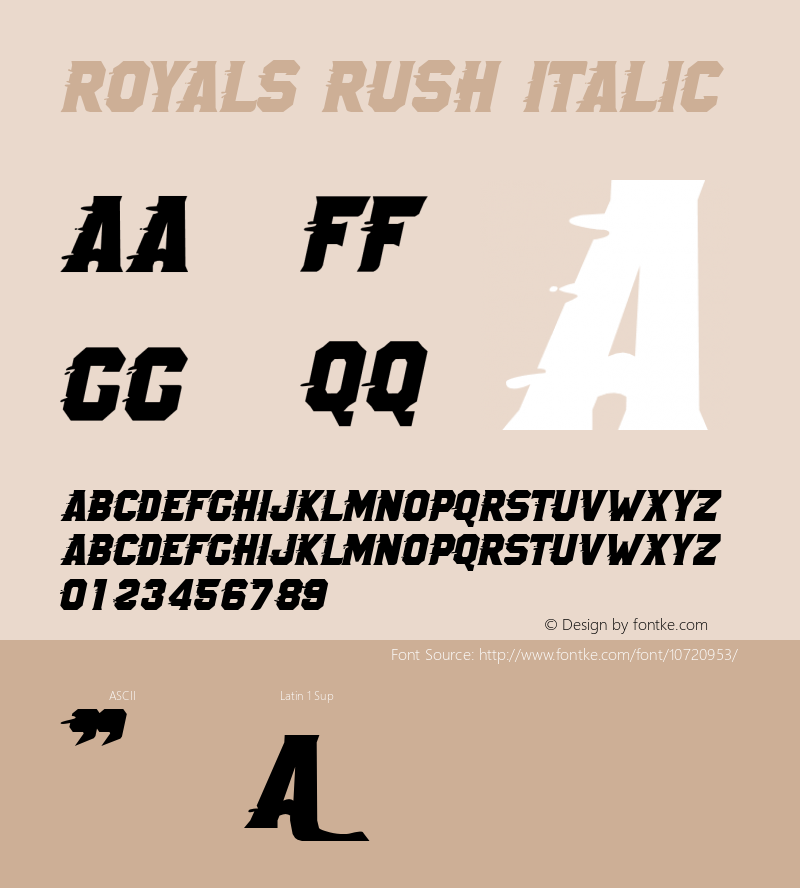 Royals Rush Italic Version 1.00 2015图片样张