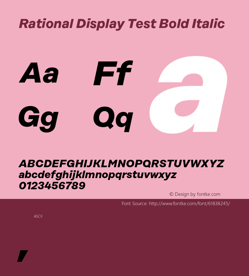 Rational Display Test Bold Italic Version 1.000;PS 001.000;hotconv 1.0.88;makeotf.lib2.5.64775图片样张