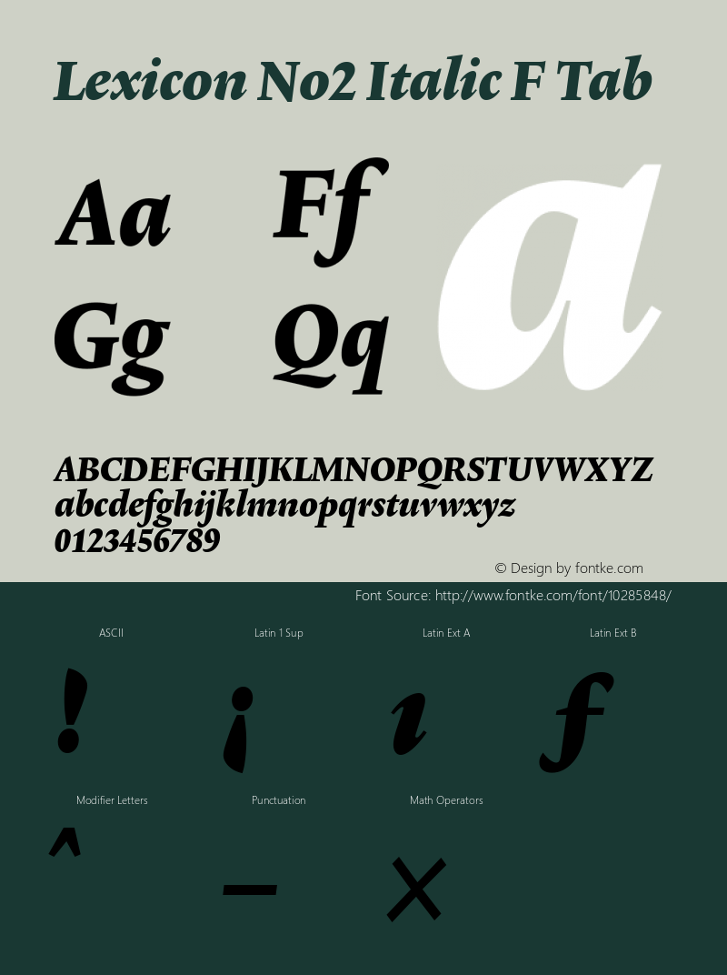 Lexicon No2 Italic F Tab 001.000图片样张