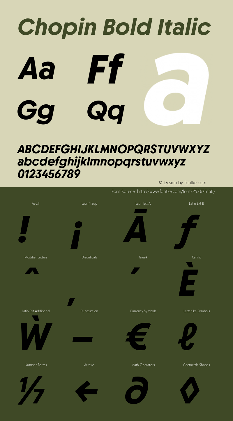 Chopin Bold Italic Version 1.000;Glyphs 3.2 (3231)图片样张