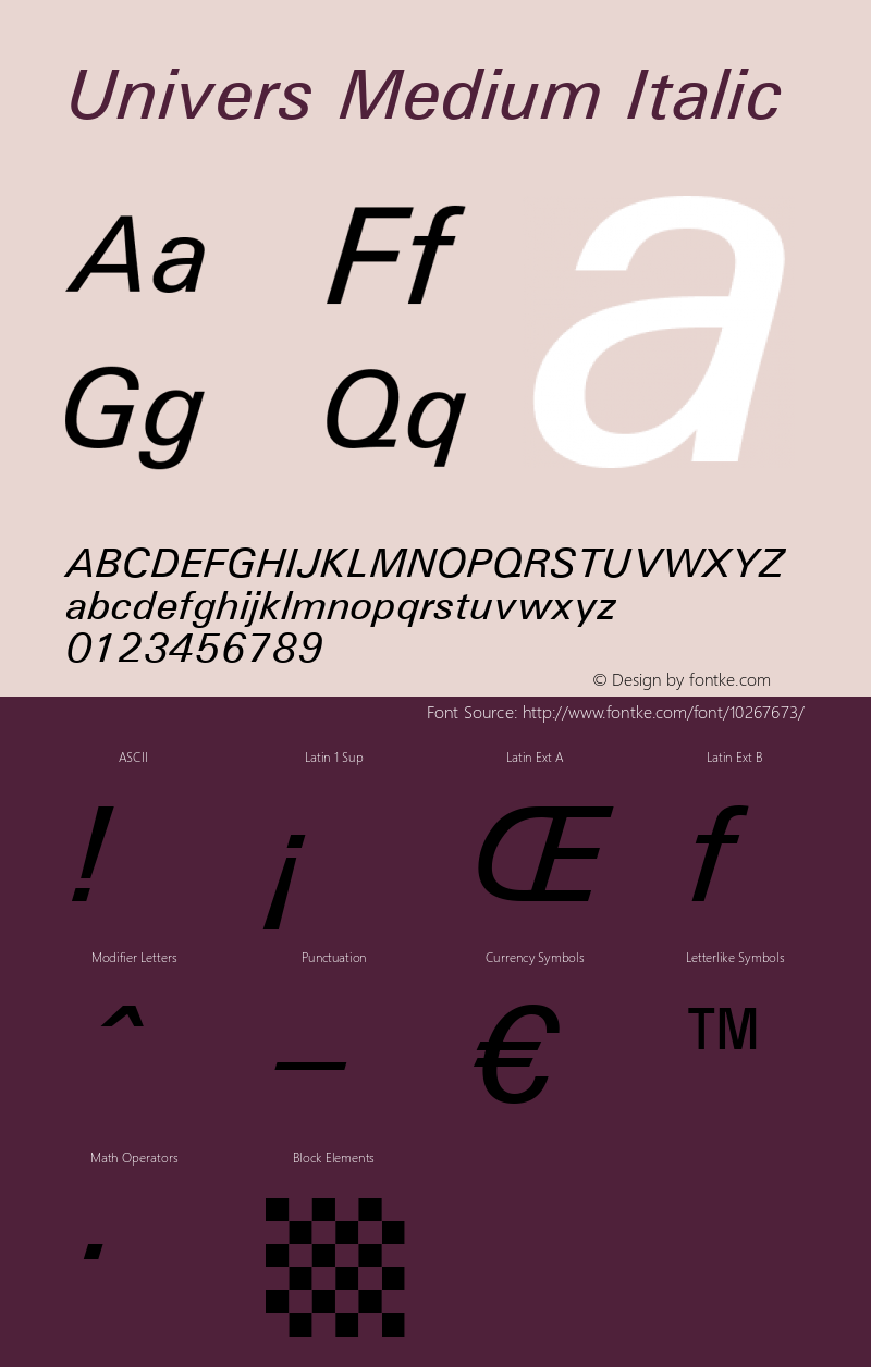 Univers Medium Italic 19: 94022: 1998图片样张