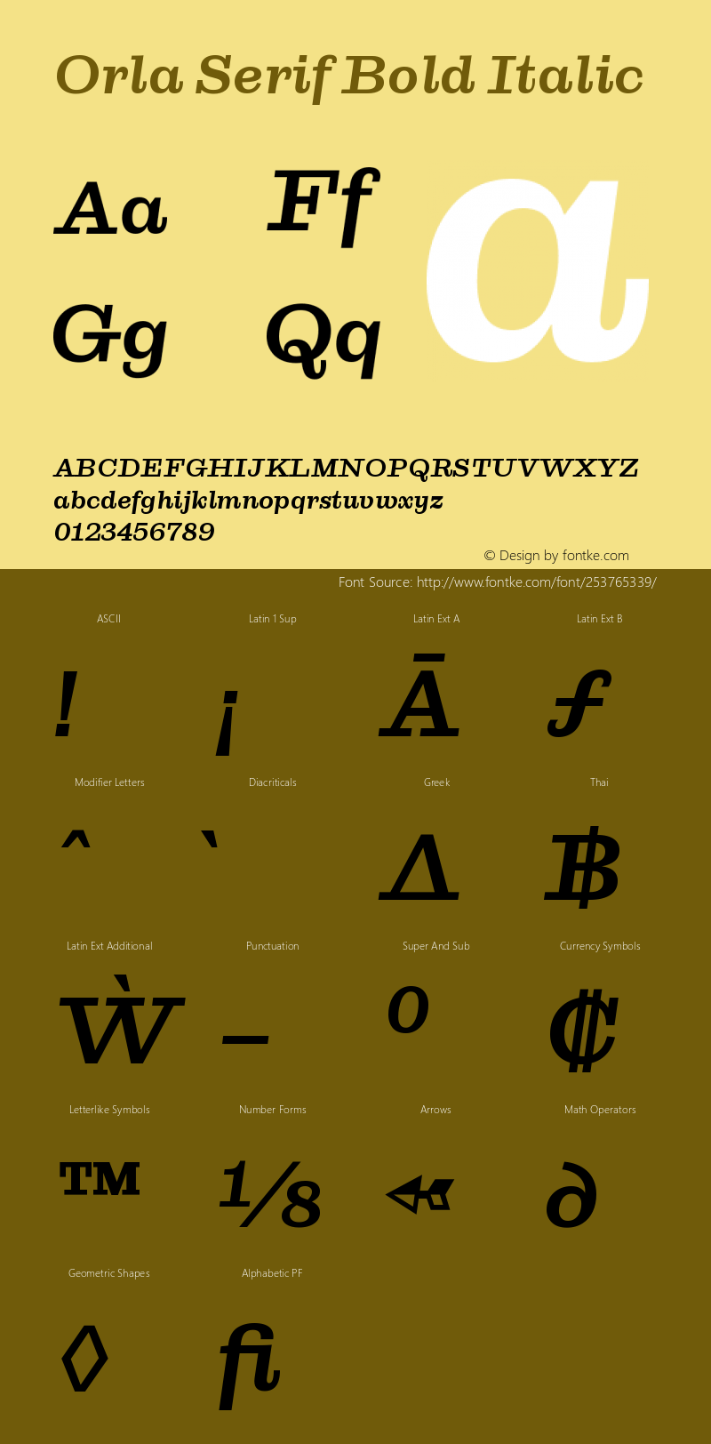Orla Serif Bold Italic Version 1.000;hotconv 1.0.109;makeotfexe 2.5.65596图片样张