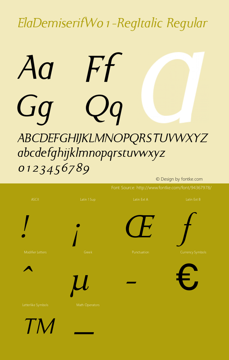 Ela Demiserif W01 Reg Italic Version 1.1图片样张