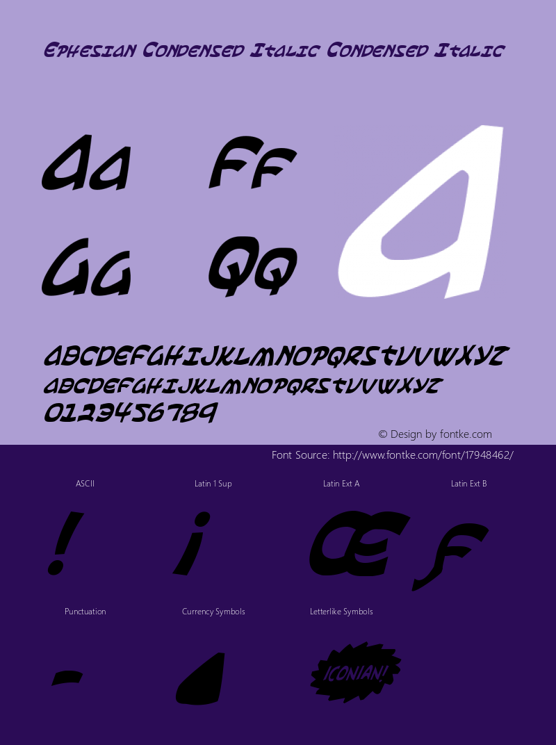 Ephesian Condensed Italic Condensed Italic Version 1.0; 2007图片样张