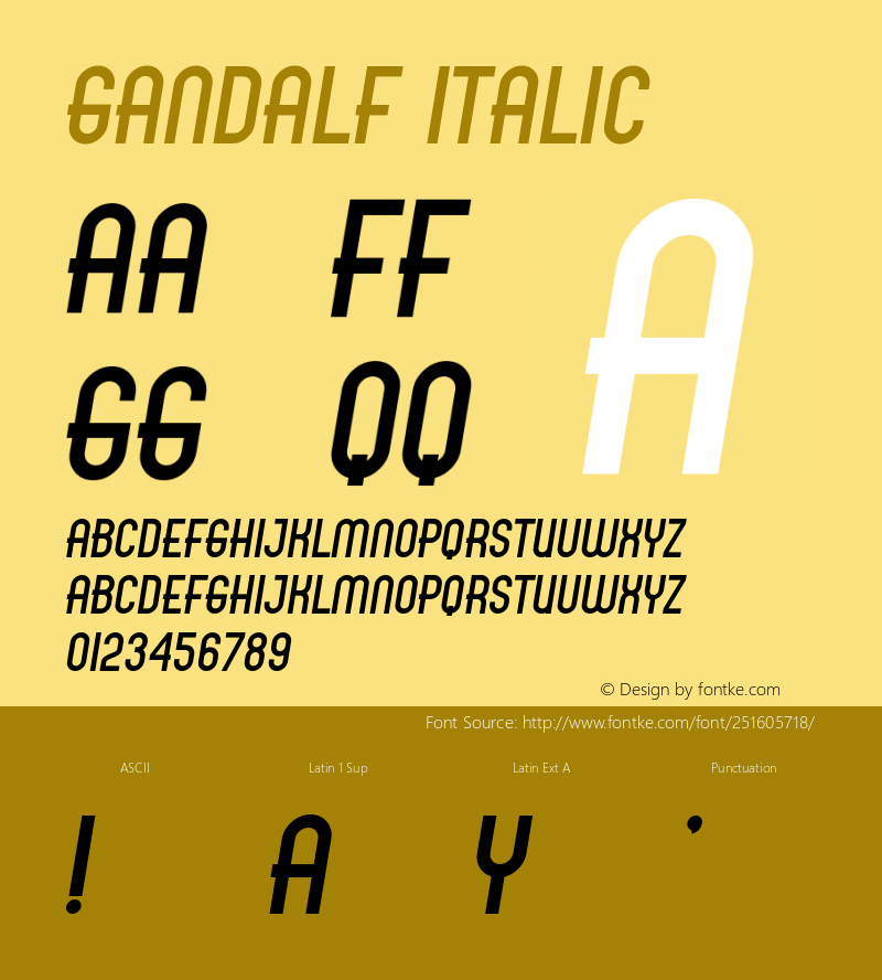 Gandalf Italic Version 1.001;Fontself Maker 3.5.8图片样张