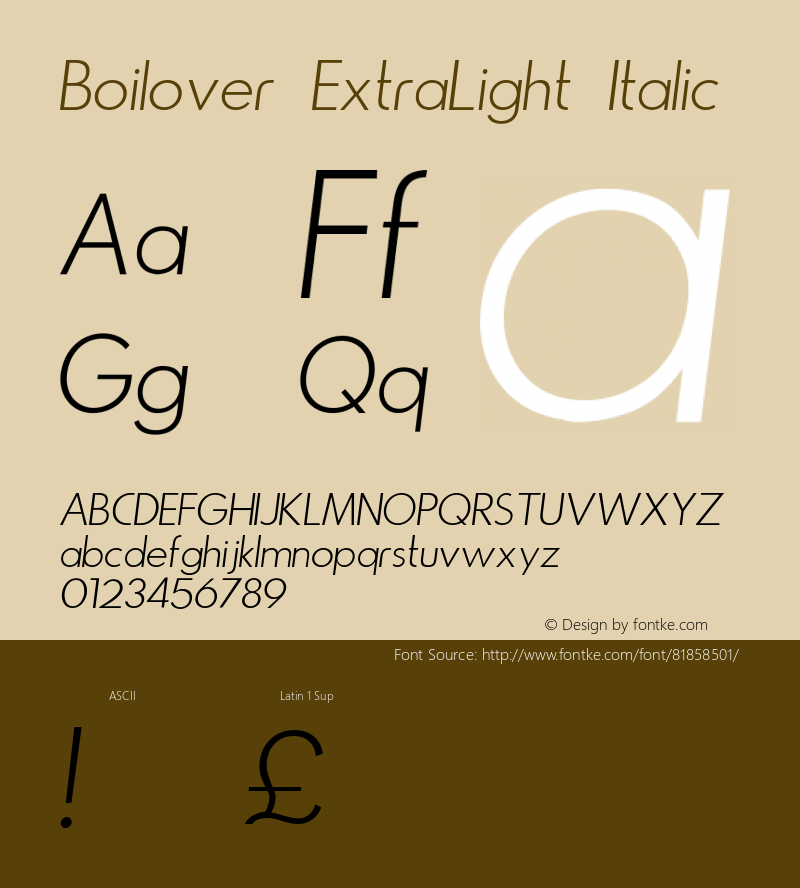 Boilover ExtraLight Italic Version 1.000; ttfautohint (v1.8.3.10-c5d8)图片样张