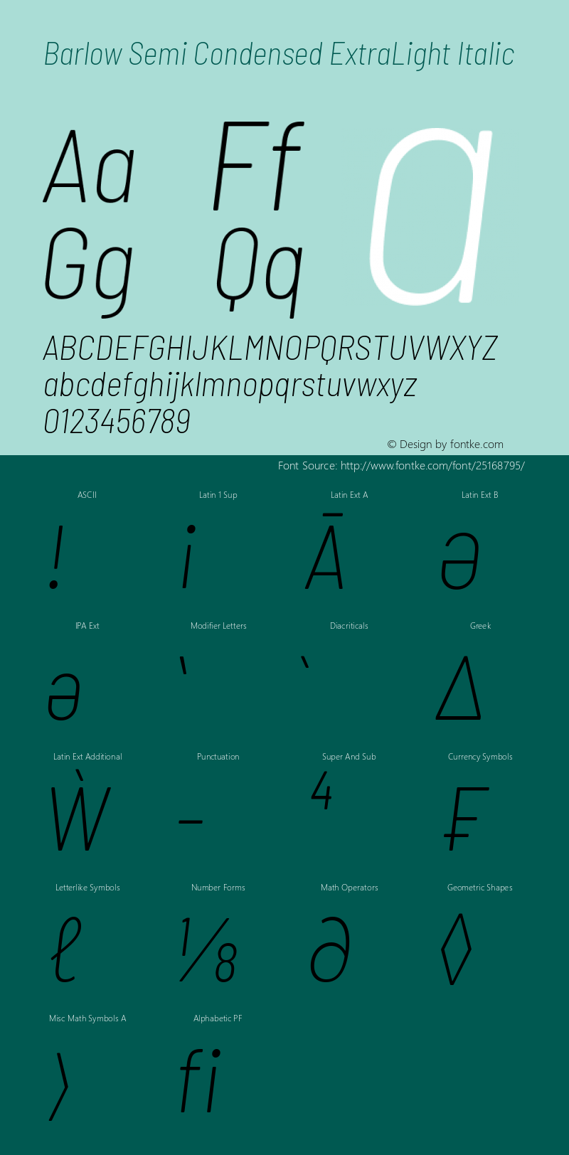 Barlow Semi Condensed ExtraLight Italic Version 1.301图片样张