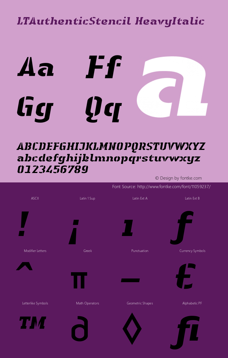 LTAuthenticStencil HeavyItalic Version 001.000图片样张