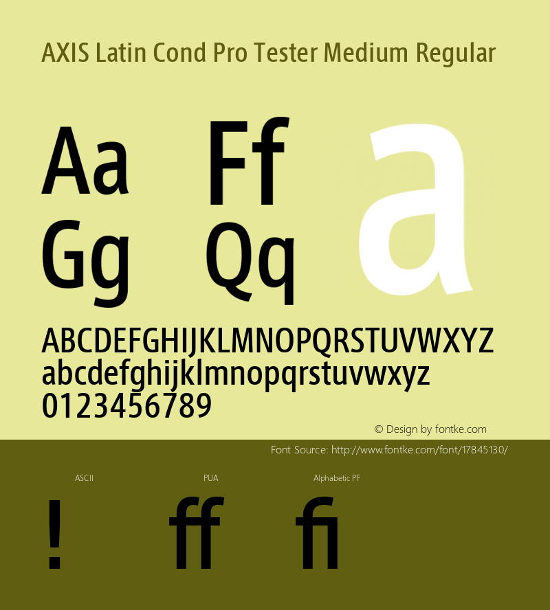 AXIS Latin Cond Pro Tester Medium Regular Version 1.101;PS 1.000;Core 1.0.38;makeotf.lib1.6.5960; TT 0.93图片样张