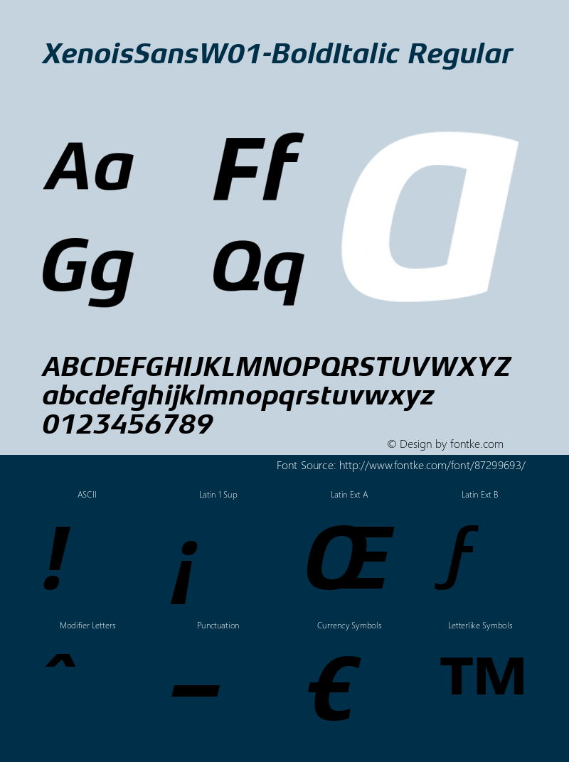 Xenois Sans W01 Bold Italic Version 1.00图片样张