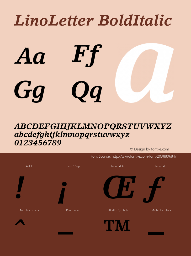 LinoLetter-Bold Italic Version 1.00图片样张