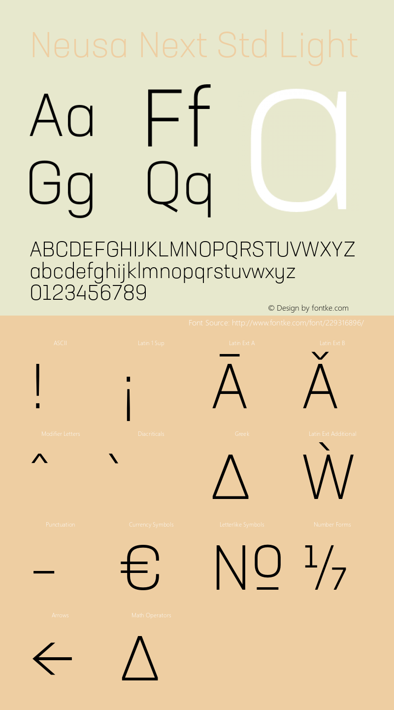 Neusa Next Std Light Version 1.002;PS 001.002;hotconv 1.0.88;makeotf.lib2.5.64775图片样张