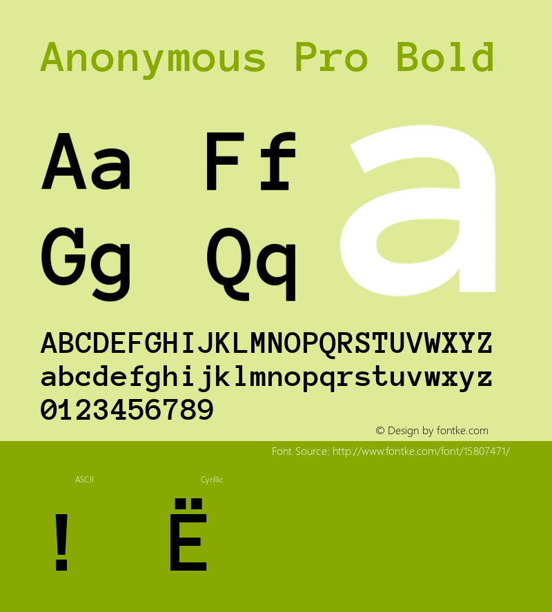 Anonymous Pro Bold Version 1.002; ttfautohint (v1.4.1)图片样张