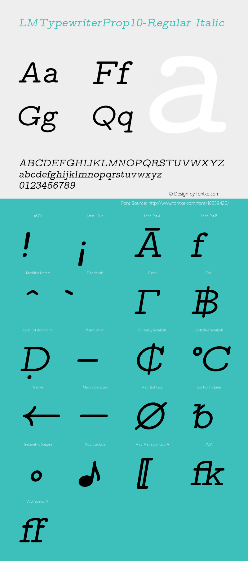 LMTypewriterProp10-Regular Italic Version 1.010;PS 1.010;hotconv 1.0.49;makeotf.lib2.0.14853图片样张