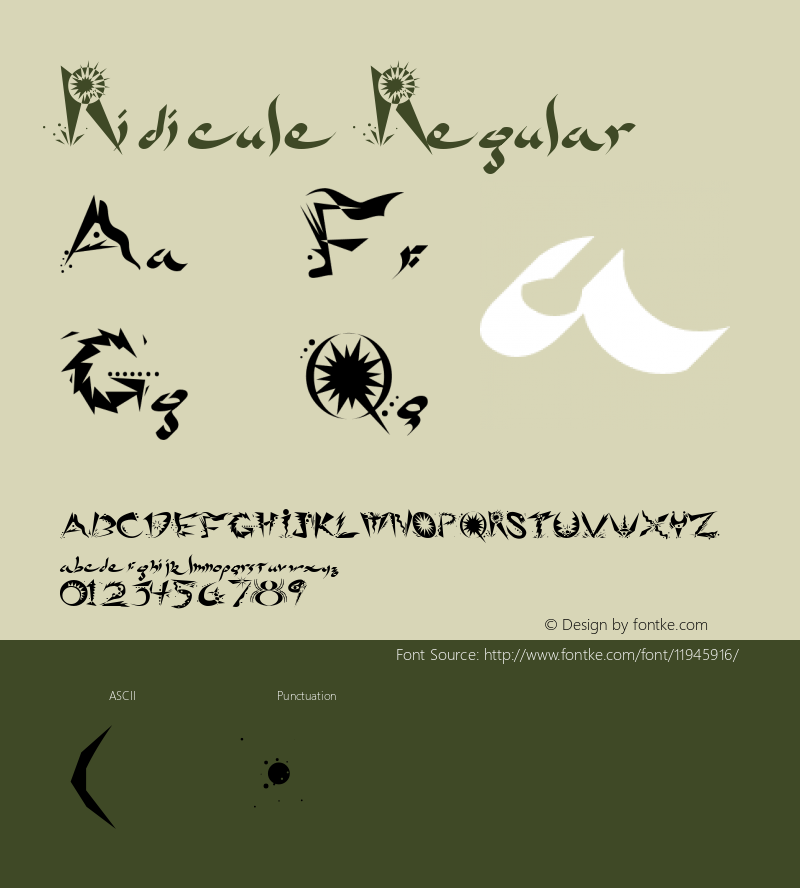 Ridicule Regular Altsys Fontographer 4.0.3 12/21/94图片样张